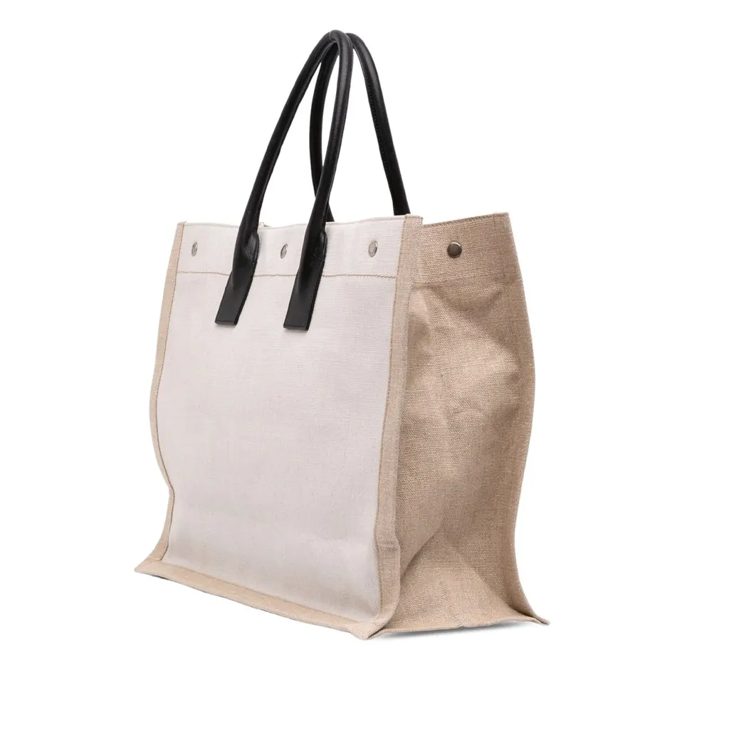 Saint Laurent Large Canvas Rive Gauche Tote Beige Canvas Good - Back View