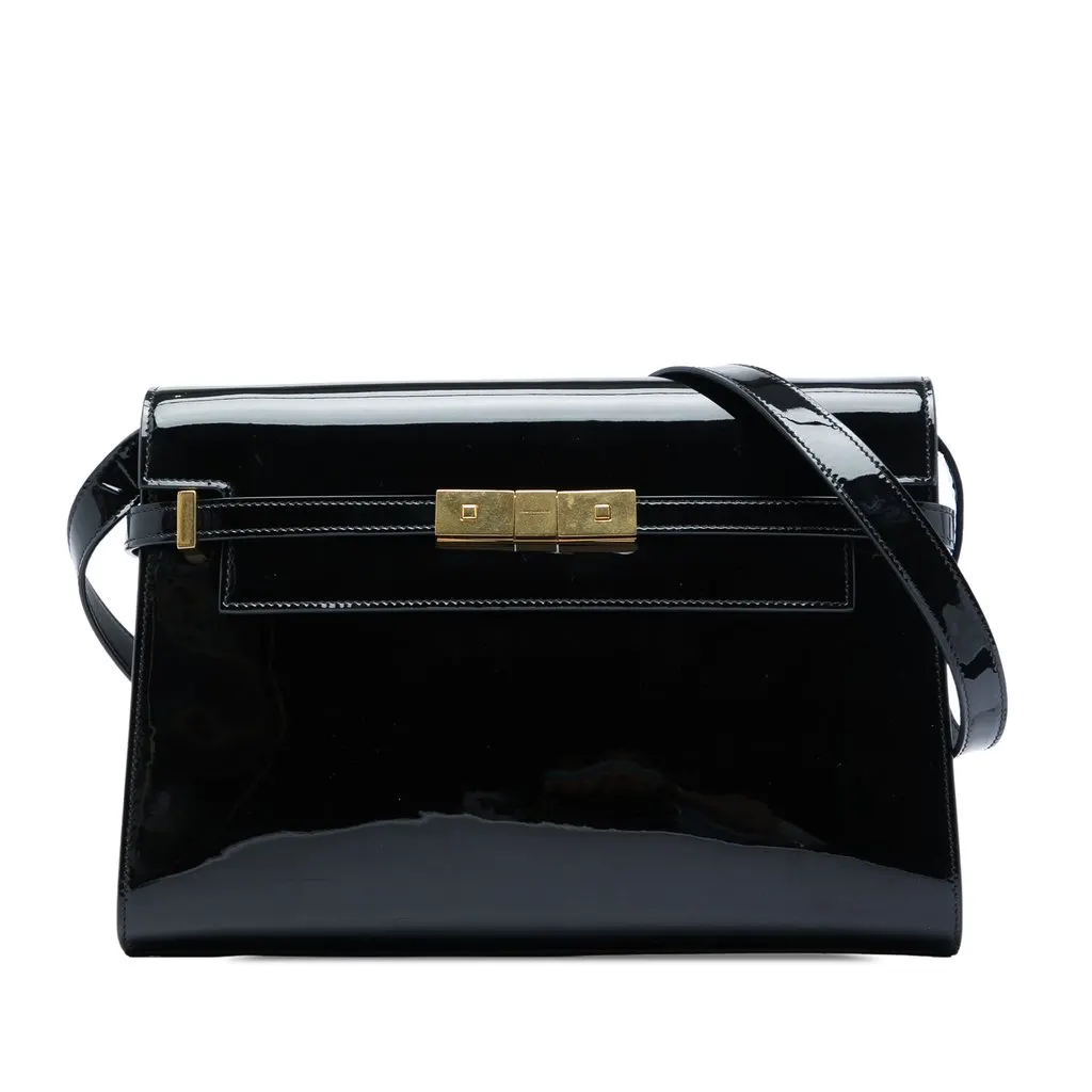 Saint Laurent Medium Patent Manhattan Shoulder Bag Black Leather Very good - Front View