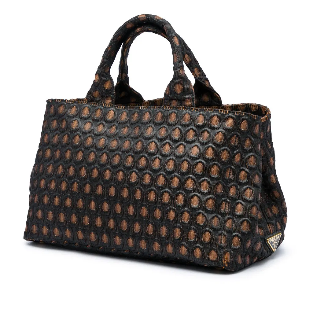 Prada Tessuto Broccato Canapa Tote Brown Polyamide Good - Back View