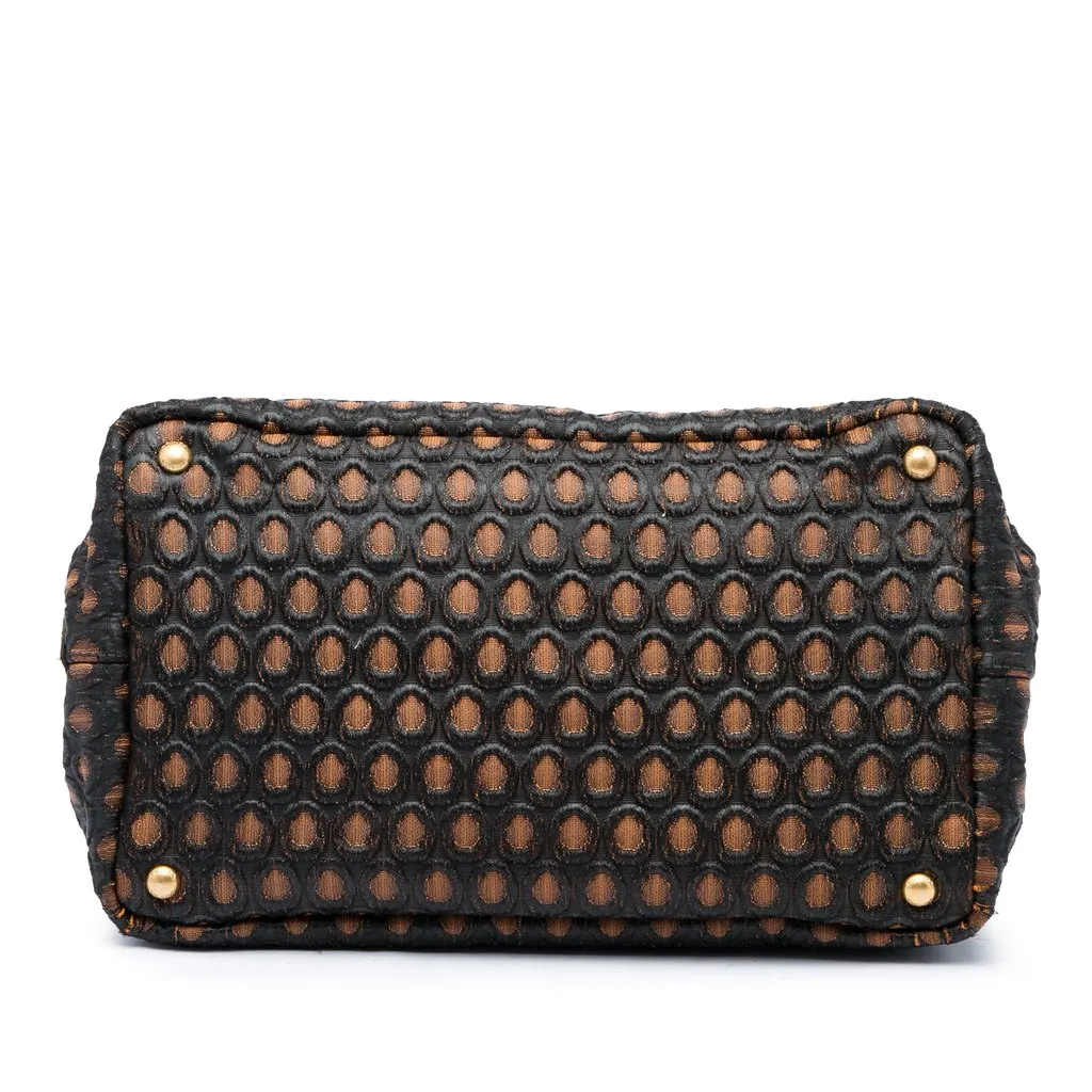 Prada Tessuto Broccato Canapa Tote Brown Polyamide Good - Inside View