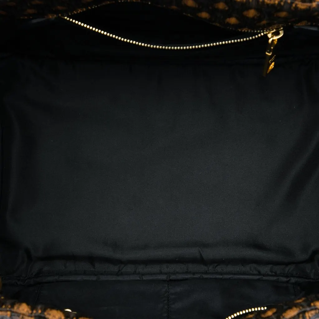 Prada Tessuto Broccato Canapa Tote Brown Polyamide Good - Model View