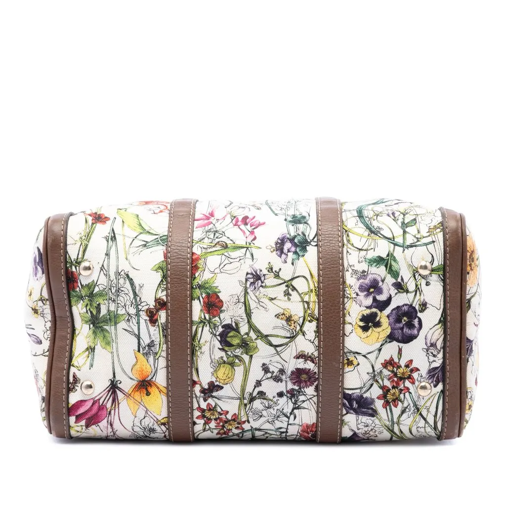 Gucci Medium Canvas Flora Joy Boston Bag White Canvas Very good - Inside View