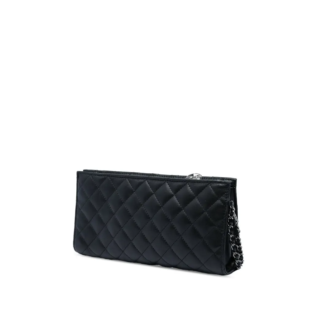 Chanel Metallic and Quilted Lambskin Mineral Nights Pochette Wristlet Black Leather Very good - Back View