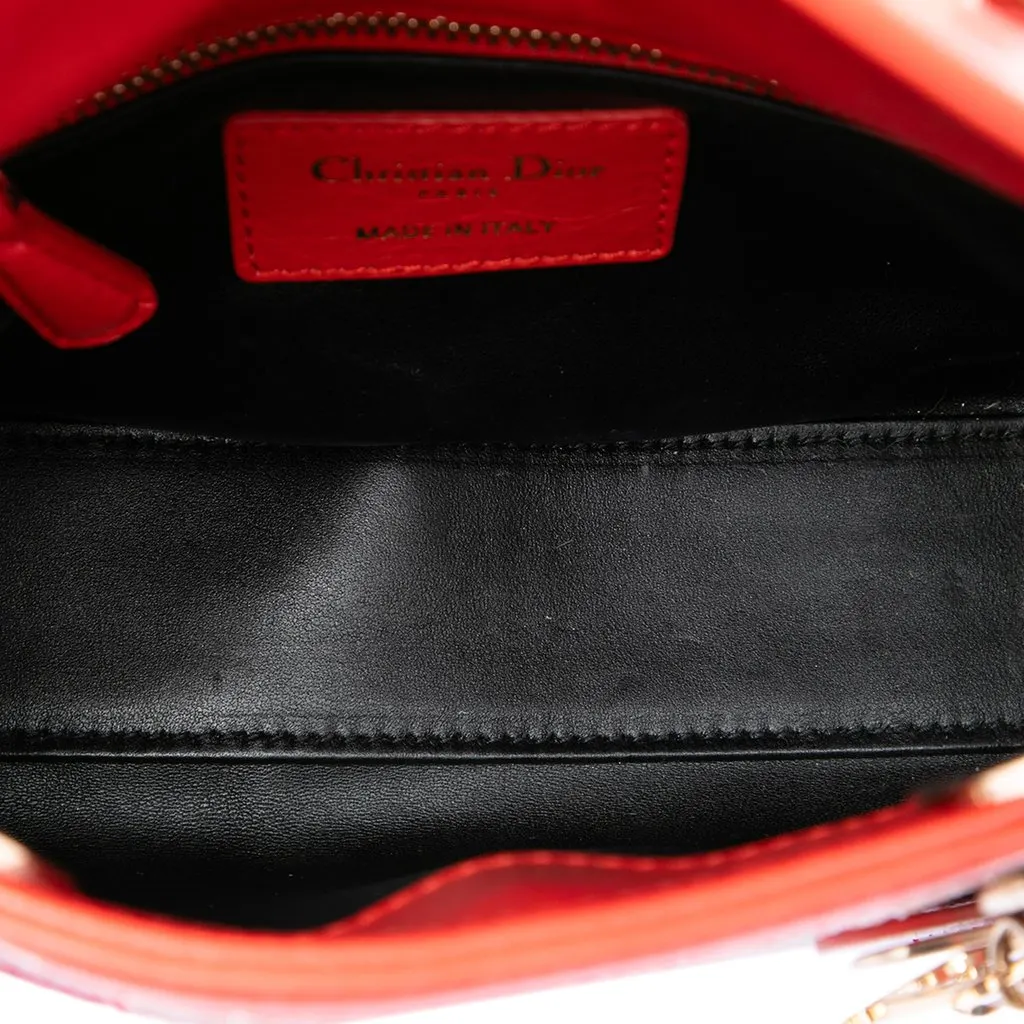 Dior Mini Calfskin Beaded Lady Dior Red Leather Very good - Model View