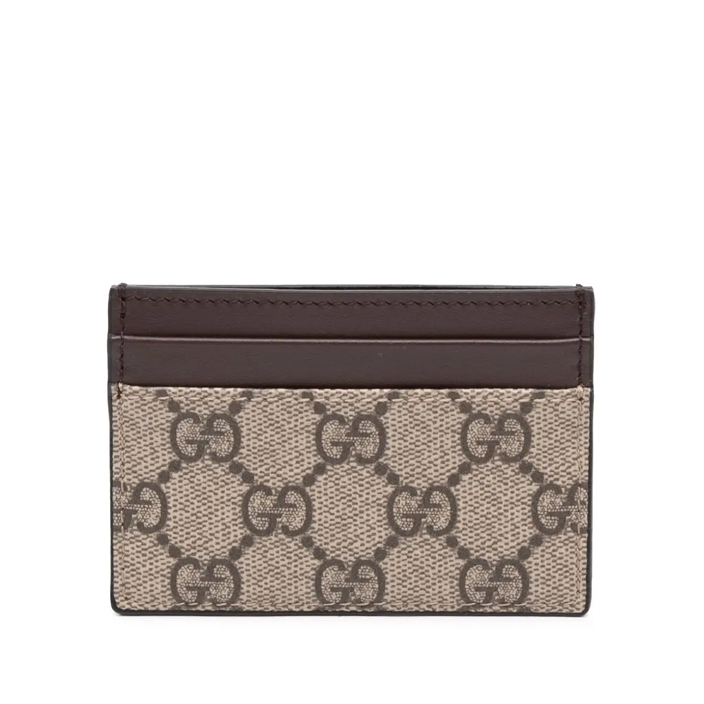 Gucci GG Supreme Card Holder Beige Canvas Never worn - Front View