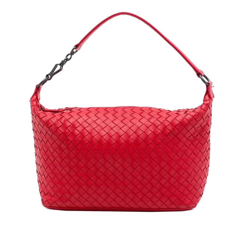 Bottega Veneta Nappa Intrecciato Shoulder Bag Red Leather Very good - Front View