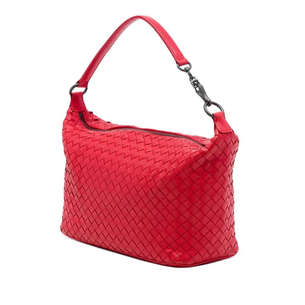 Bottega Veneta Nappa Intrecciato Shoulder Bag Red Leather Very good - Back View