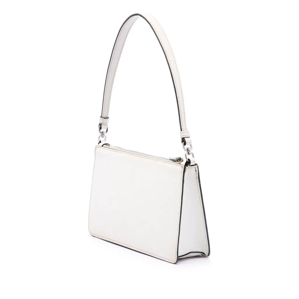 Prada Saffiano Shoulder Bag White Leather Very good - Back View