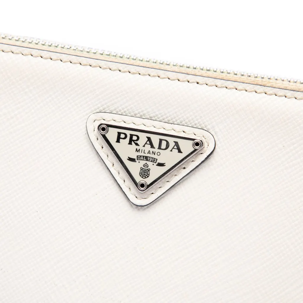 Prada Saffiano Shoulder Bag White Leather Very good - Box View