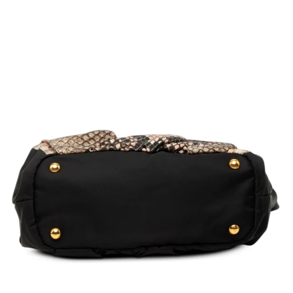 Prada Tessuto Python Print Bow Satchel Black Very good - Inside View