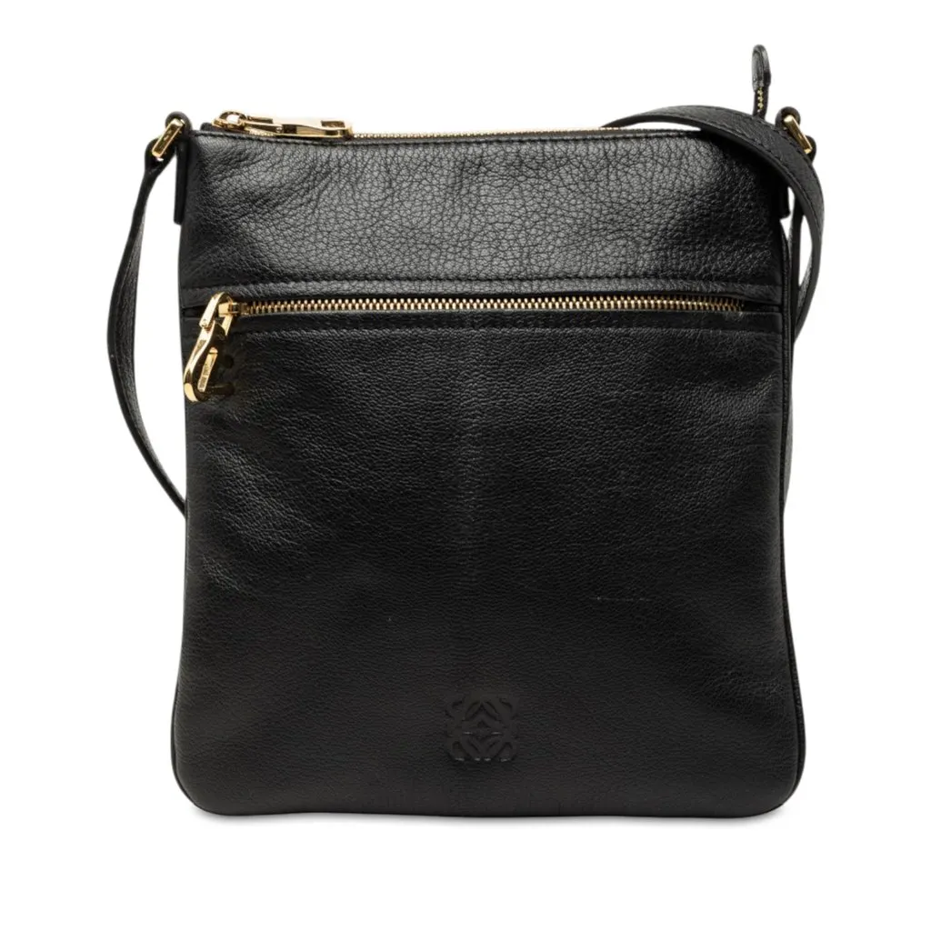 Loewe Leather Anagram Crossbody Black Leather Very good - Front View