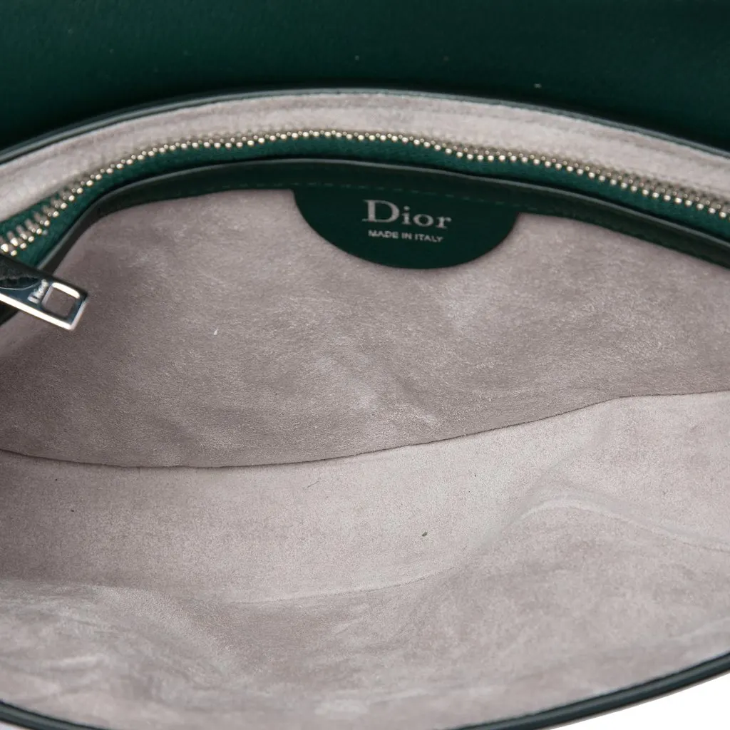 Dior Embossed Smooth Calfskin Clover Saddle Crossbody Green Leather Very good - Model View