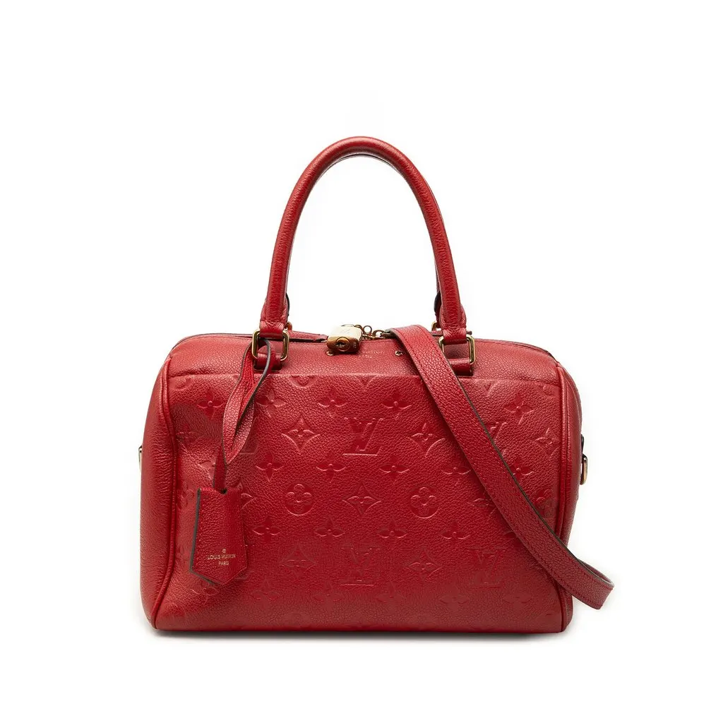 Louis Vuitton Monogram Empreinte Speedy Bandouliere 25 Red Leather Very good - Front View