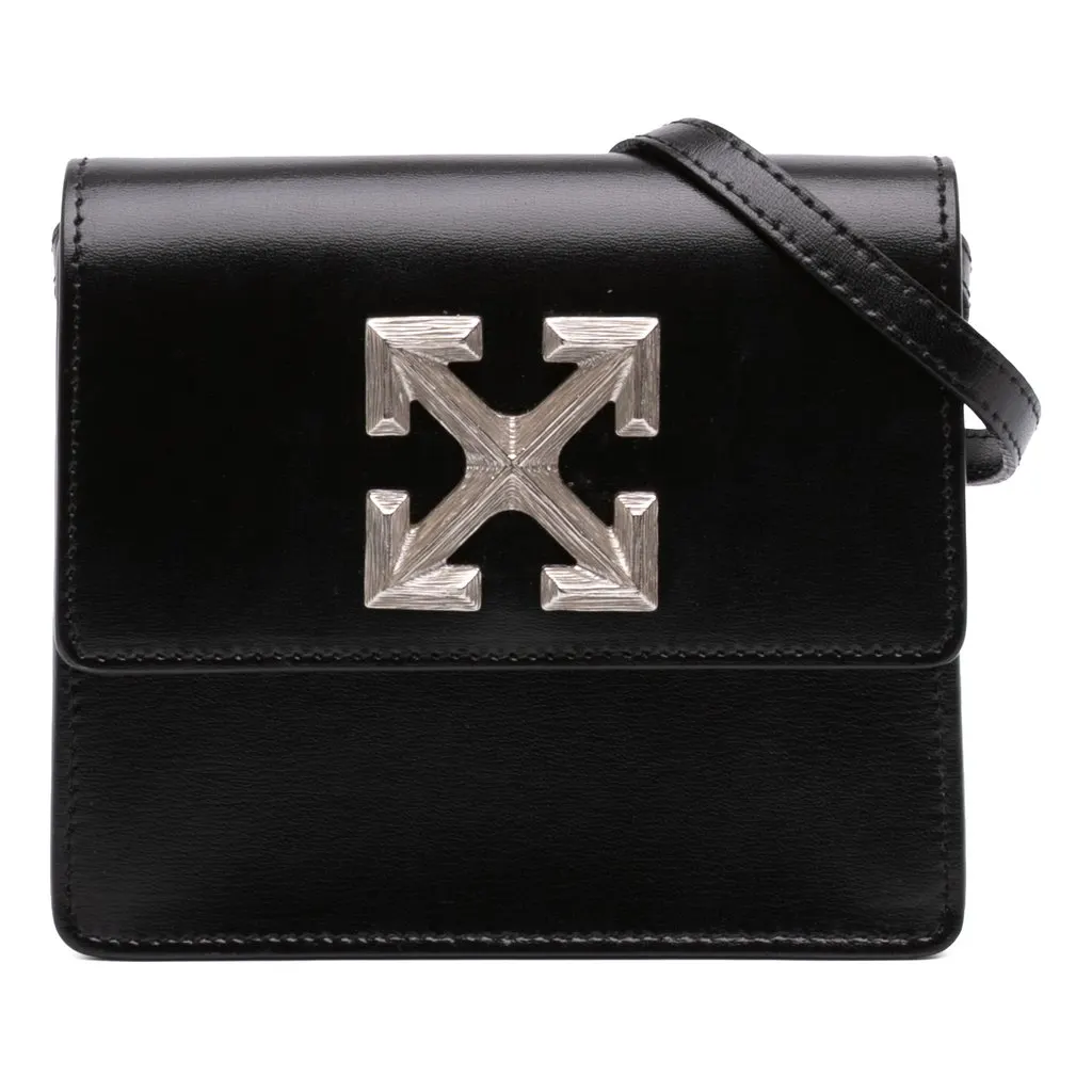 Off-White Calfskin Jitney 0.7 Bag Black Leather Very good - Front View
