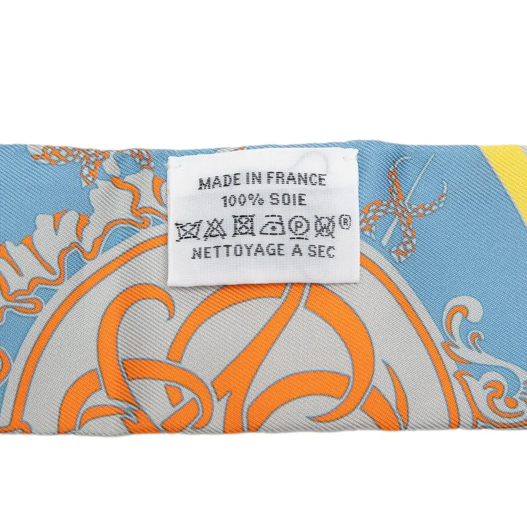 Hermès Ex Libris Silk Twilly Scarf Blue Silk Never worn - Box View