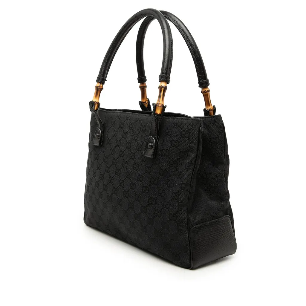 Gucci GG Canvas Bamboo Tote Black Canvas Very good - Back View