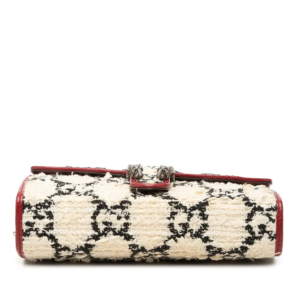 Gucci GG Tweed Dionysus Wallet on Chain White Tweed Very good - Inside View