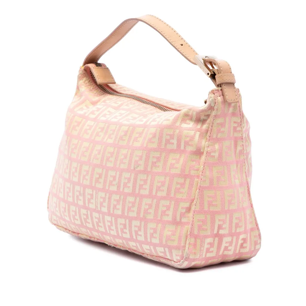 Fendi Zucchino Canvas Handbag Pink Canvas Very good - Back View