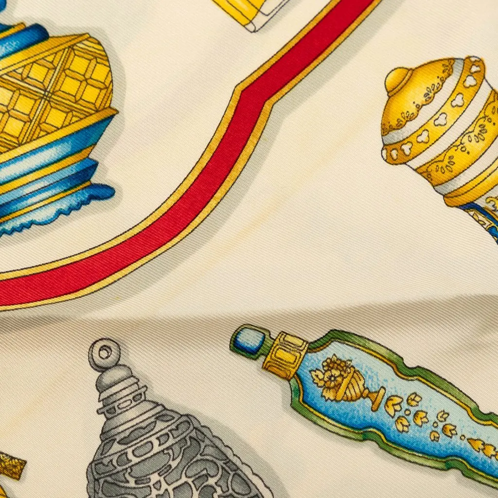 Hermès Qu Importe le Flacon Silk Scarf 90 White Good - Model View