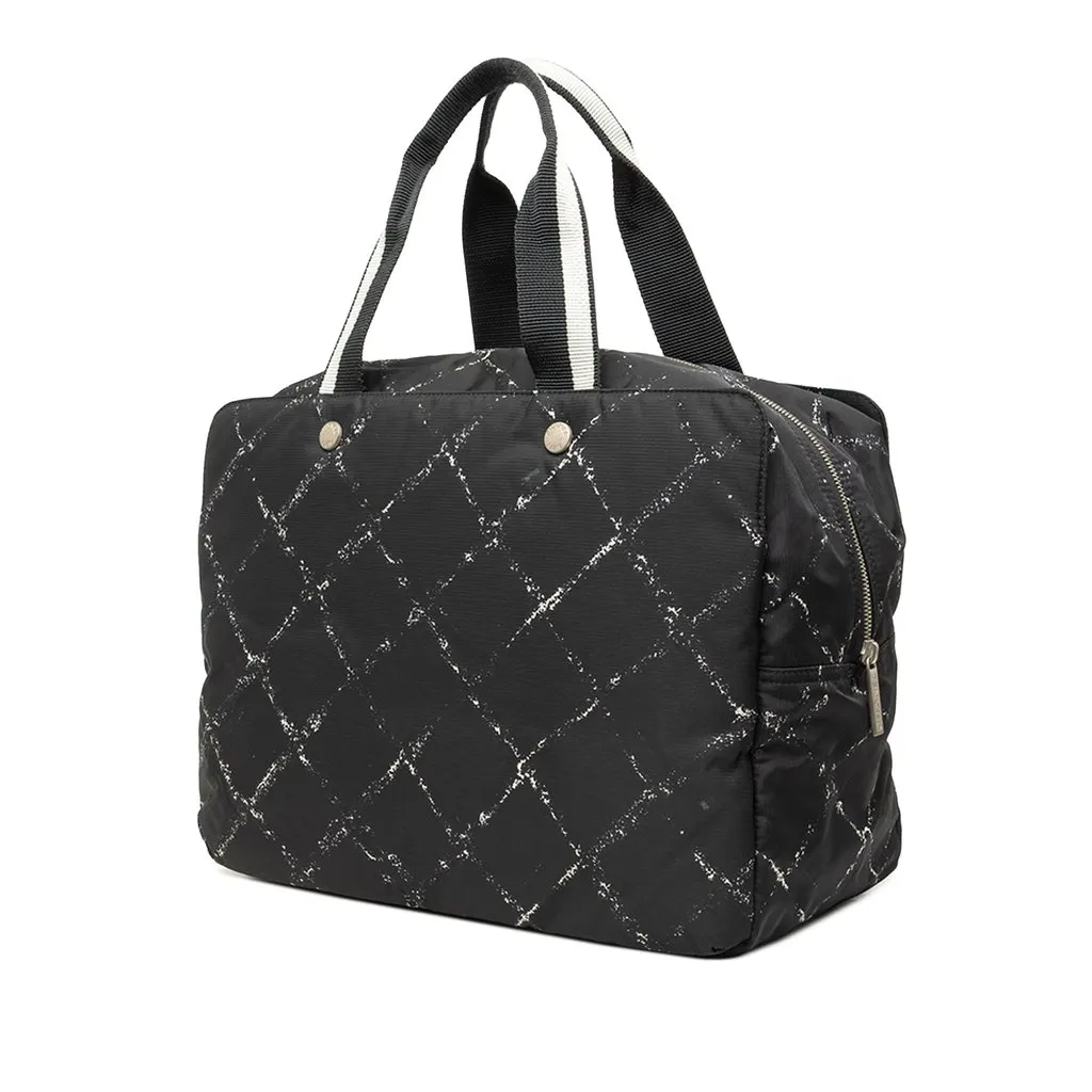 Chanel Old Travel Line Nylon Handbag Black Polyamide Good - Back View