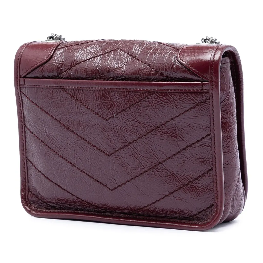 Saint Laurent Crinkled Calfskin Niki Wallet on Chain Red Leather Very good - Back View