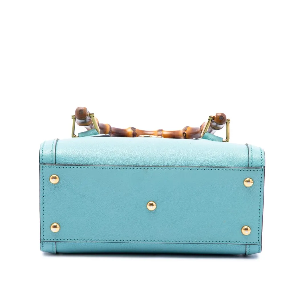 Gucci Mini Calfskin Bamboo Diana Satchel Blue Leather Very good - Inside View