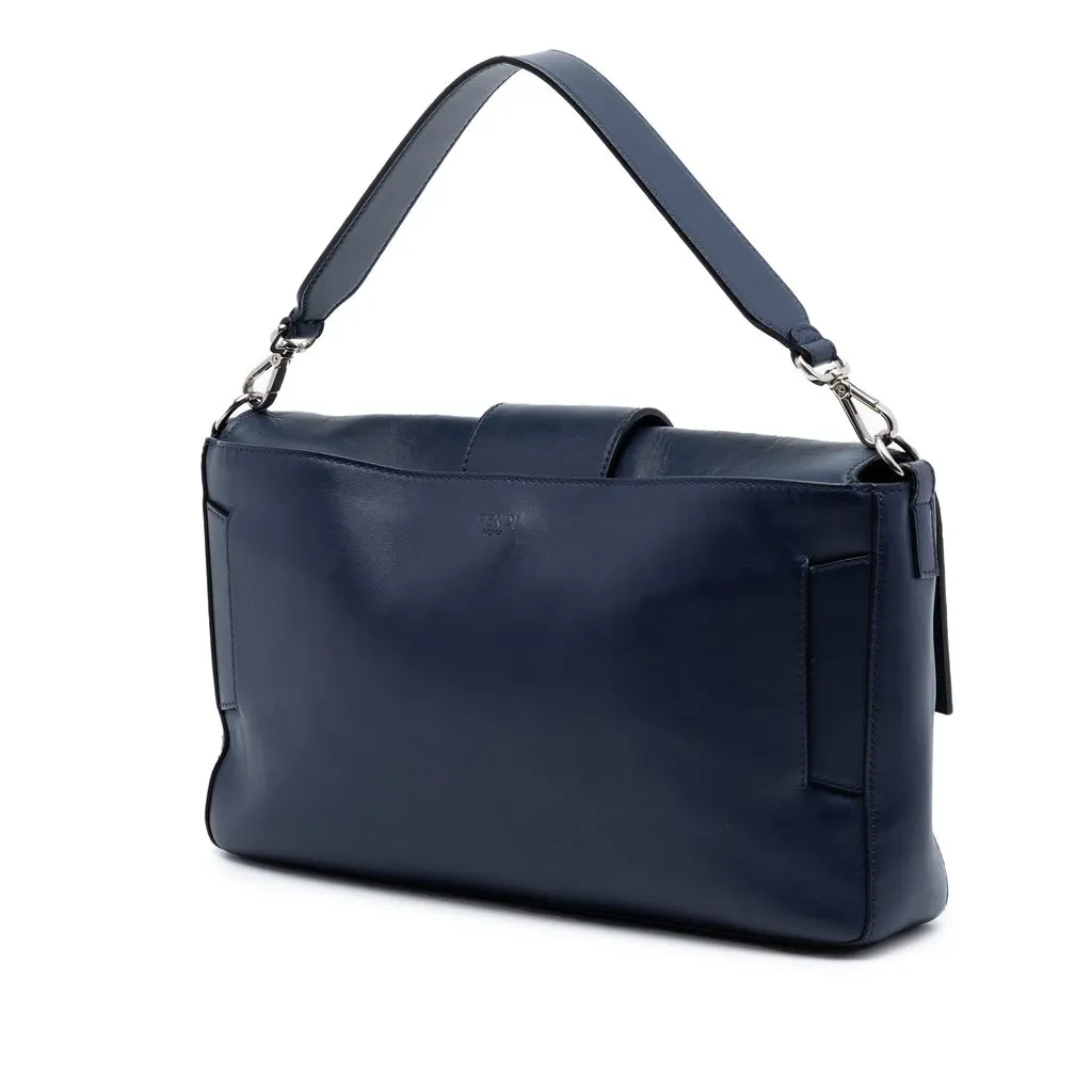 Fendi Large Zucca Embossed Leather Convertible Belt Baguette Blue Leather Very good - Back View