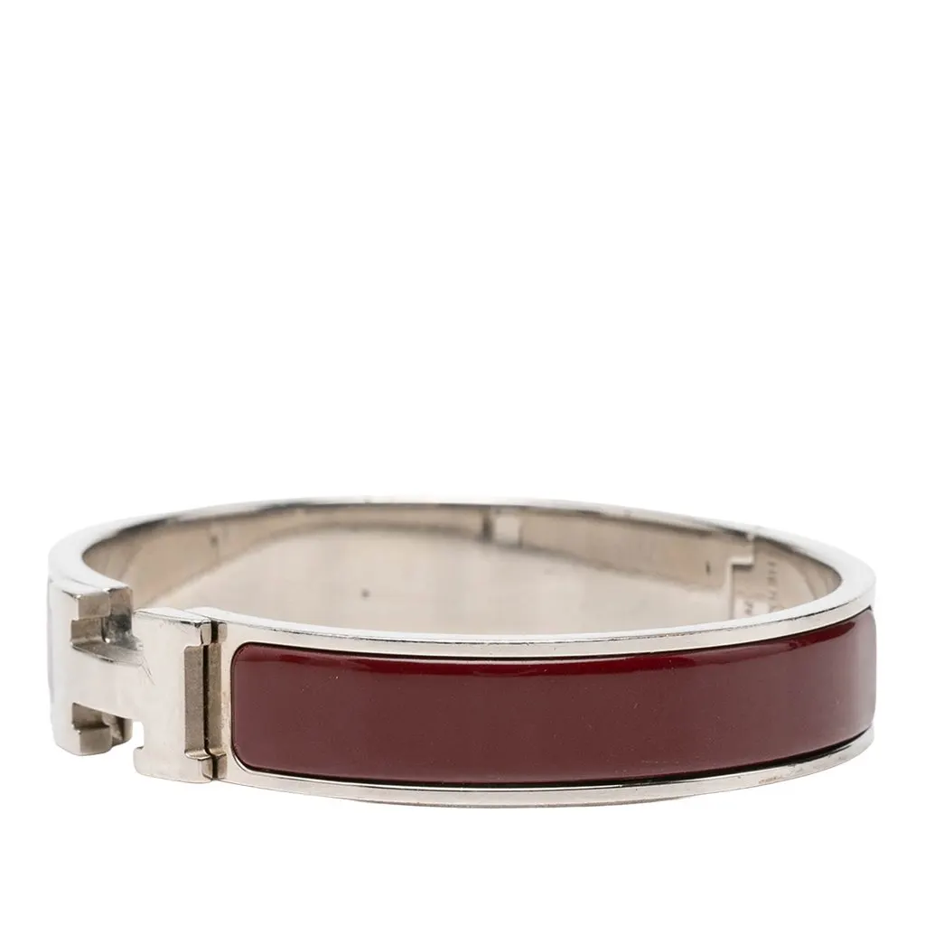 Hermès Narrow Enamel Clic H Bracelet PM Red Enamel Very good - Back View
