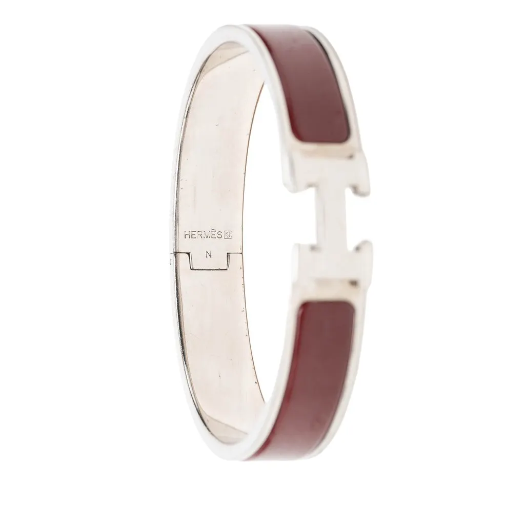 Hermès Narrow Enamel Clic H Bracelet PM Red Enamel Very good - Model View