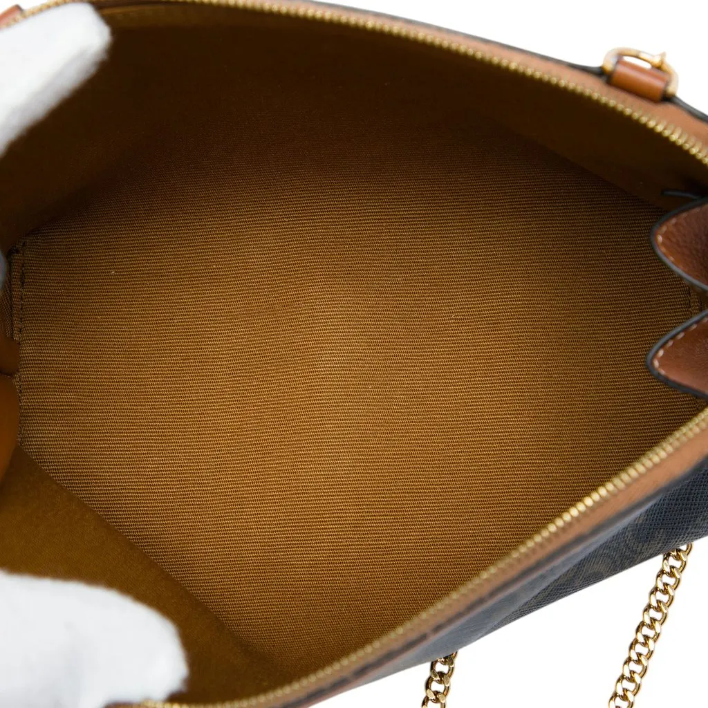 Celine Triomphe Coated Canvas Clutch On Chain Brown Canvas Very good - Model View
