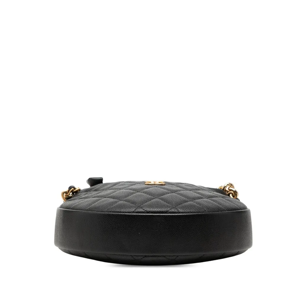Chanel Mini Quilted Caviar Bow Pouch Hobo Black Leather Very good - Inside View
