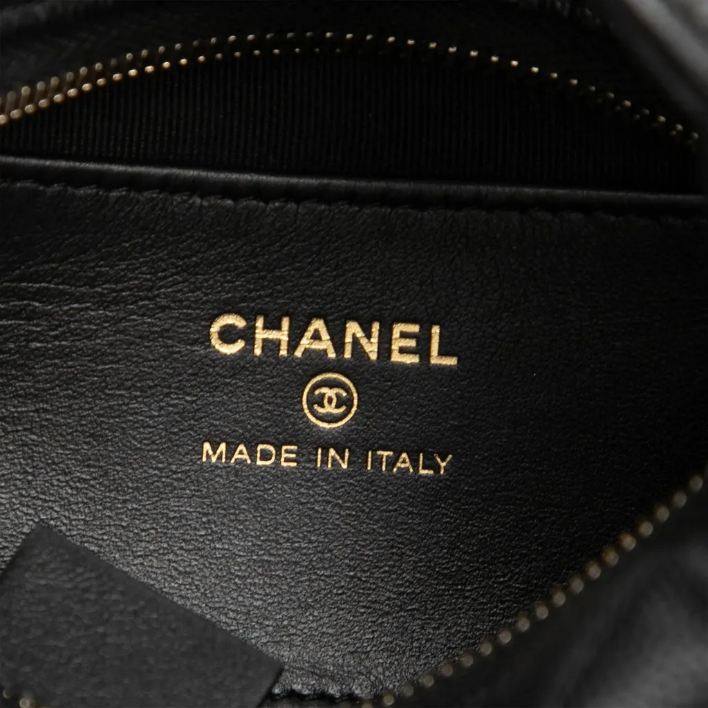 Chanel Mini Quilted Caviar Bow Pouch Hobo Black Leather Very good - Box View