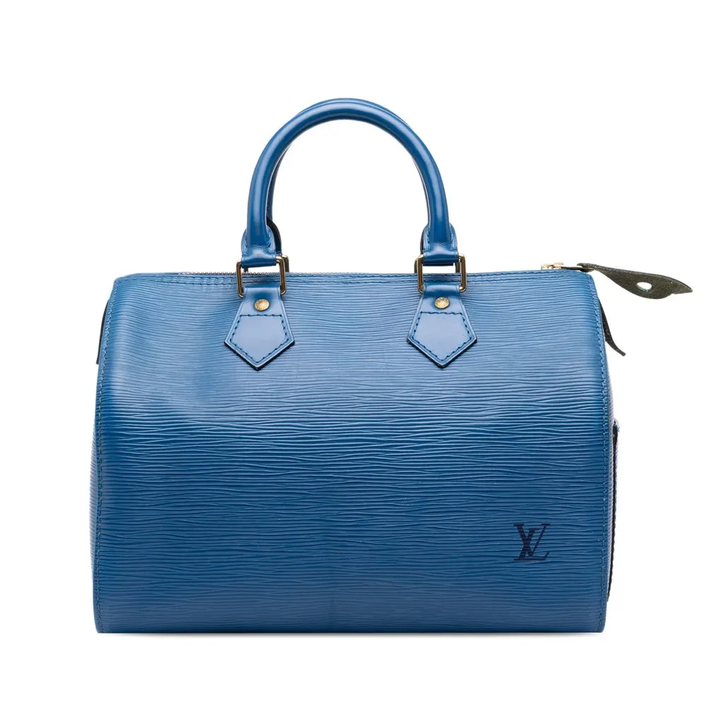 Louis Vuitton Epi Speedy 25 Blue Leather Good - Front View