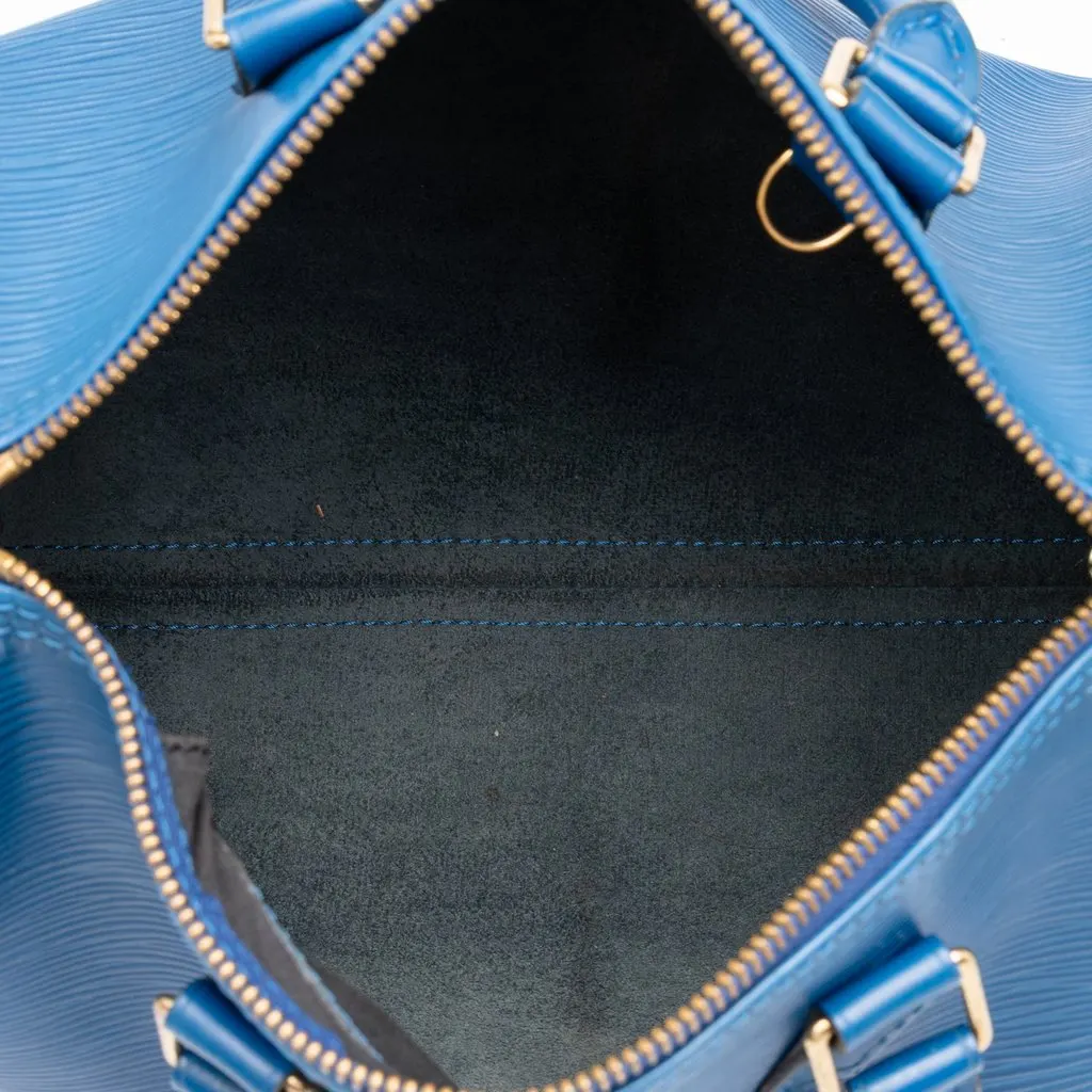 Louis Vuitton Epi Speedy 25 Blue Leather Good - Model View