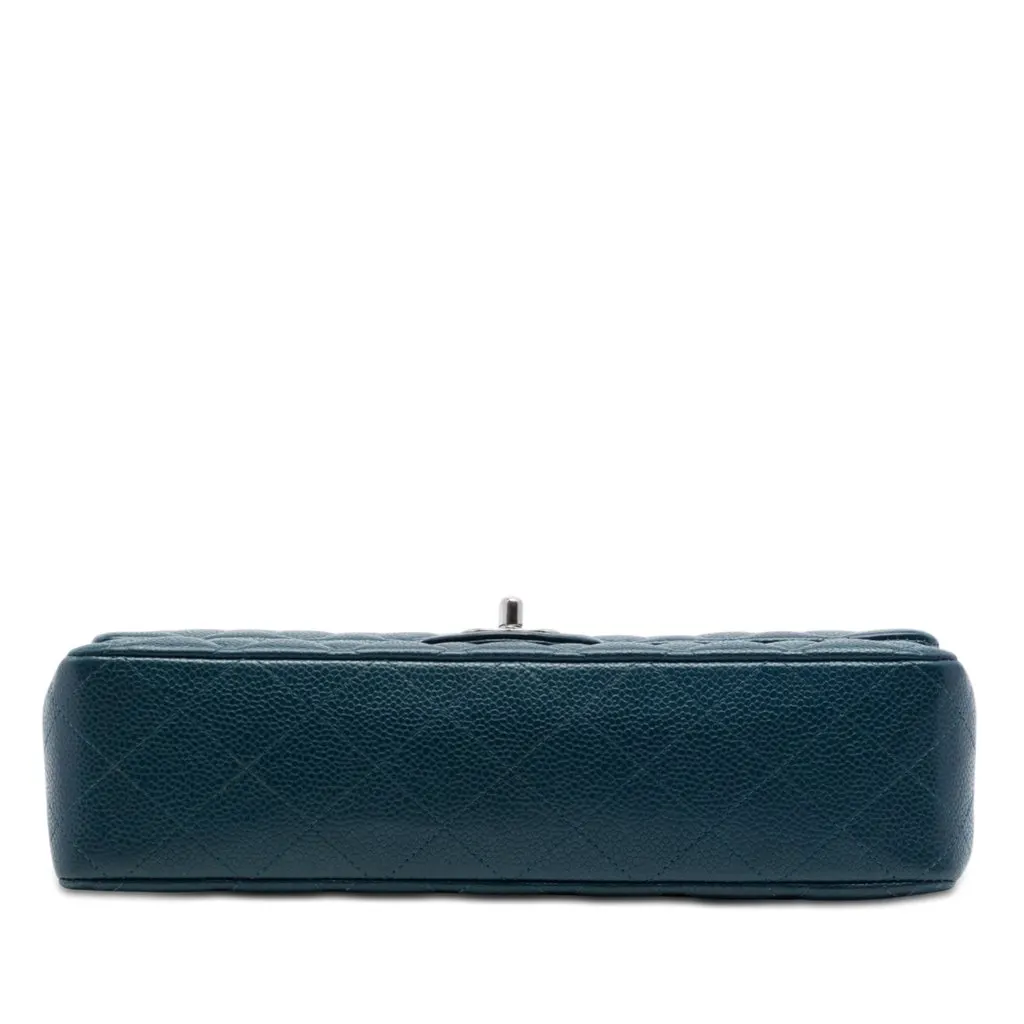 Chanel Medium Classic Caviar Double Flap Blue Leather Very good - Inside View