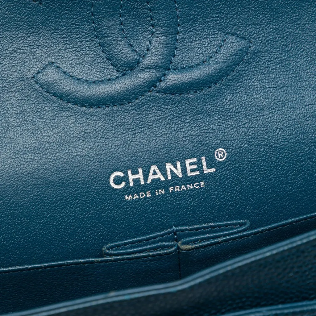 Chanel Medium Classic Caviar Double Flap Blue Leather Very good - Box View