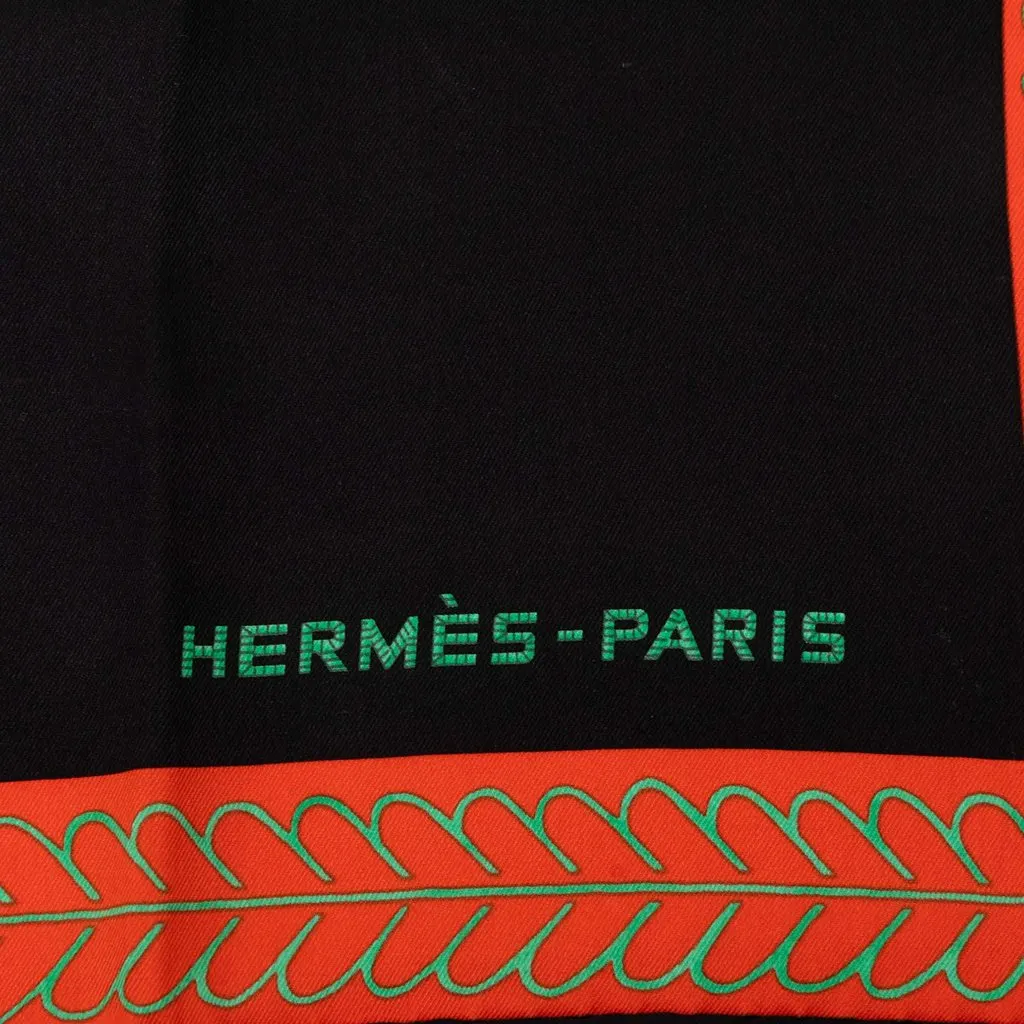 Hermès Selle d Officier En Grande Tenue Silk Scarf 70 Black Silk Good - Inside View