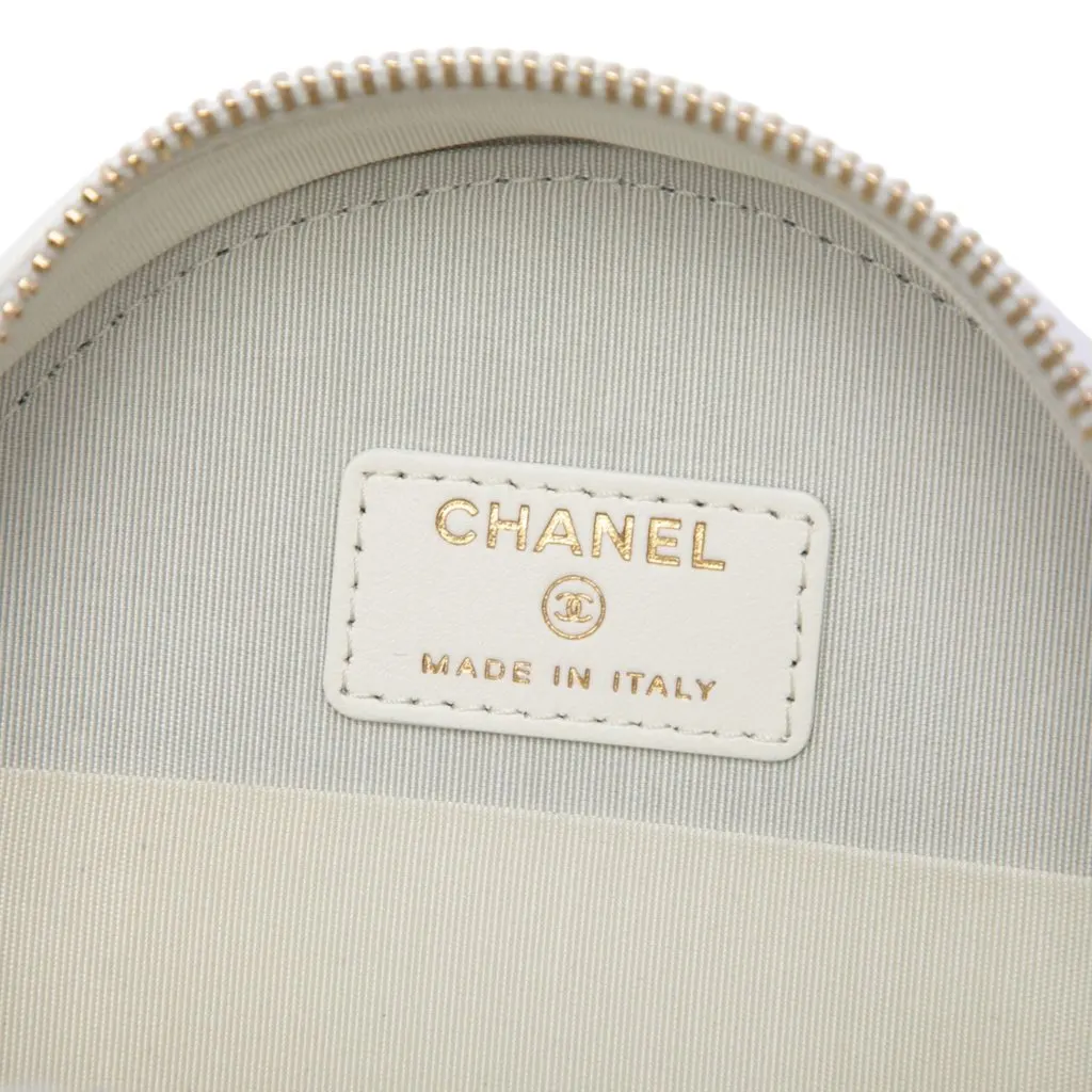 Chanel Quilted Goatskin 19 Round Clutch With Chain White Leather Very good - Box View