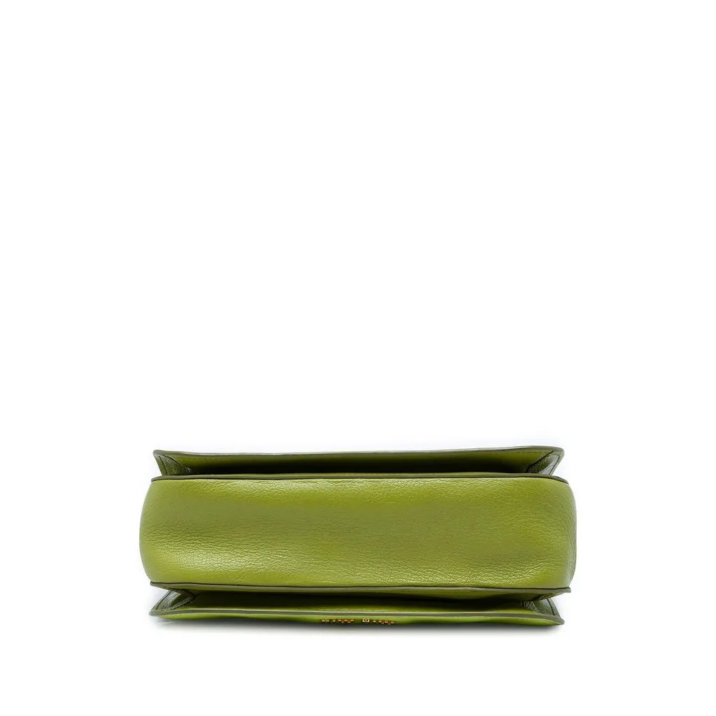 Miu Miu Bicolor Goatskin Madras Satchel Green Leather Good - Inside View