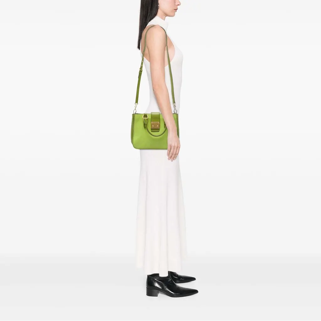 Miu Miu Bicolor Goatskin Madras Satchel Green Leather Good - Box View