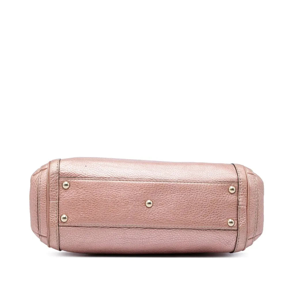 Gucci Metallic Pebbled Calfskin Bella Satchel Pink Leather Very good - Inside View
