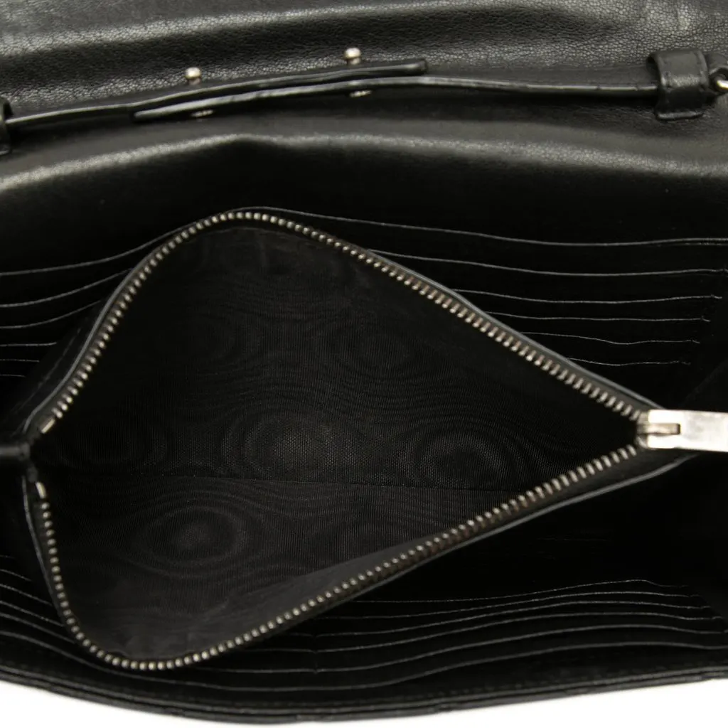 Saint Laurent Sheepskin Triquilt Monogram Charms Envelope Wallet on Chain Black Leather Very good - Model View