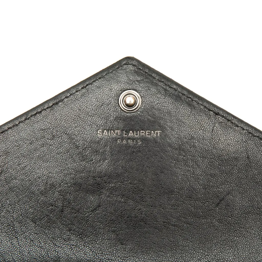 Saint Laurent Sheepskin Triquilt Monogram Charms Envelope Wallet on Chain Black Leather Very good - Box View