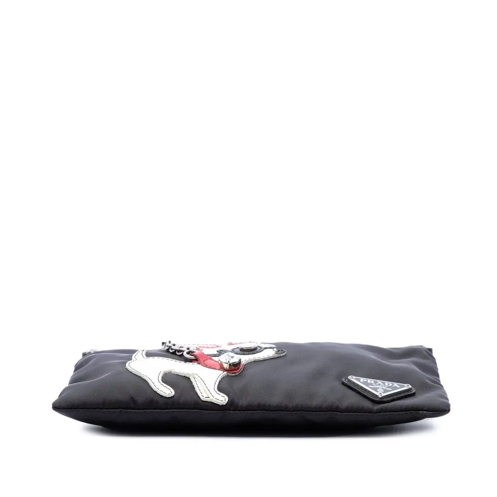 Prada Tessuto Chihuahua Chain Pouch Black Polyamide Good - Inside View