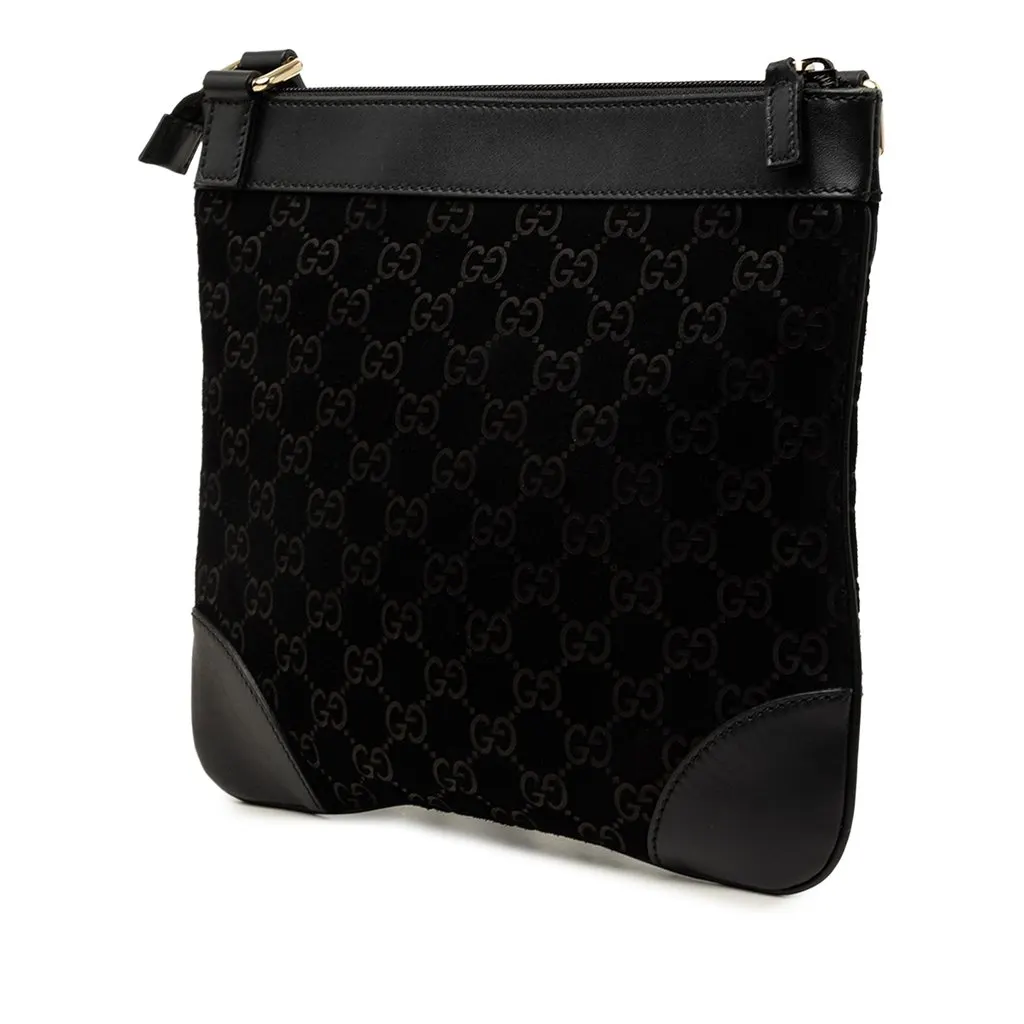Gucci GG Suede Crossbody Black Suede Good - Back View
