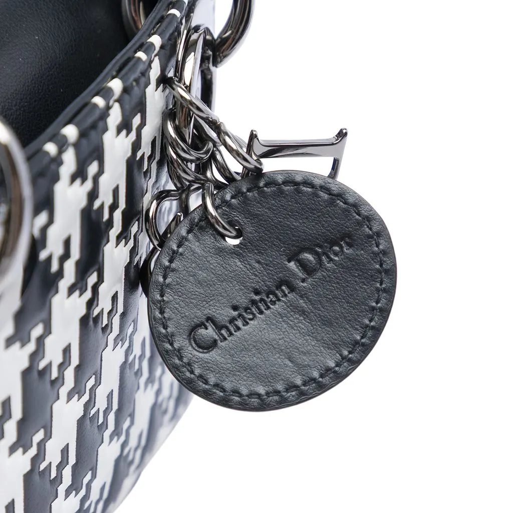Dior Micro Calfskin Houndstooth Embossed Macro Lady Dior Black Leather Very good - Box View