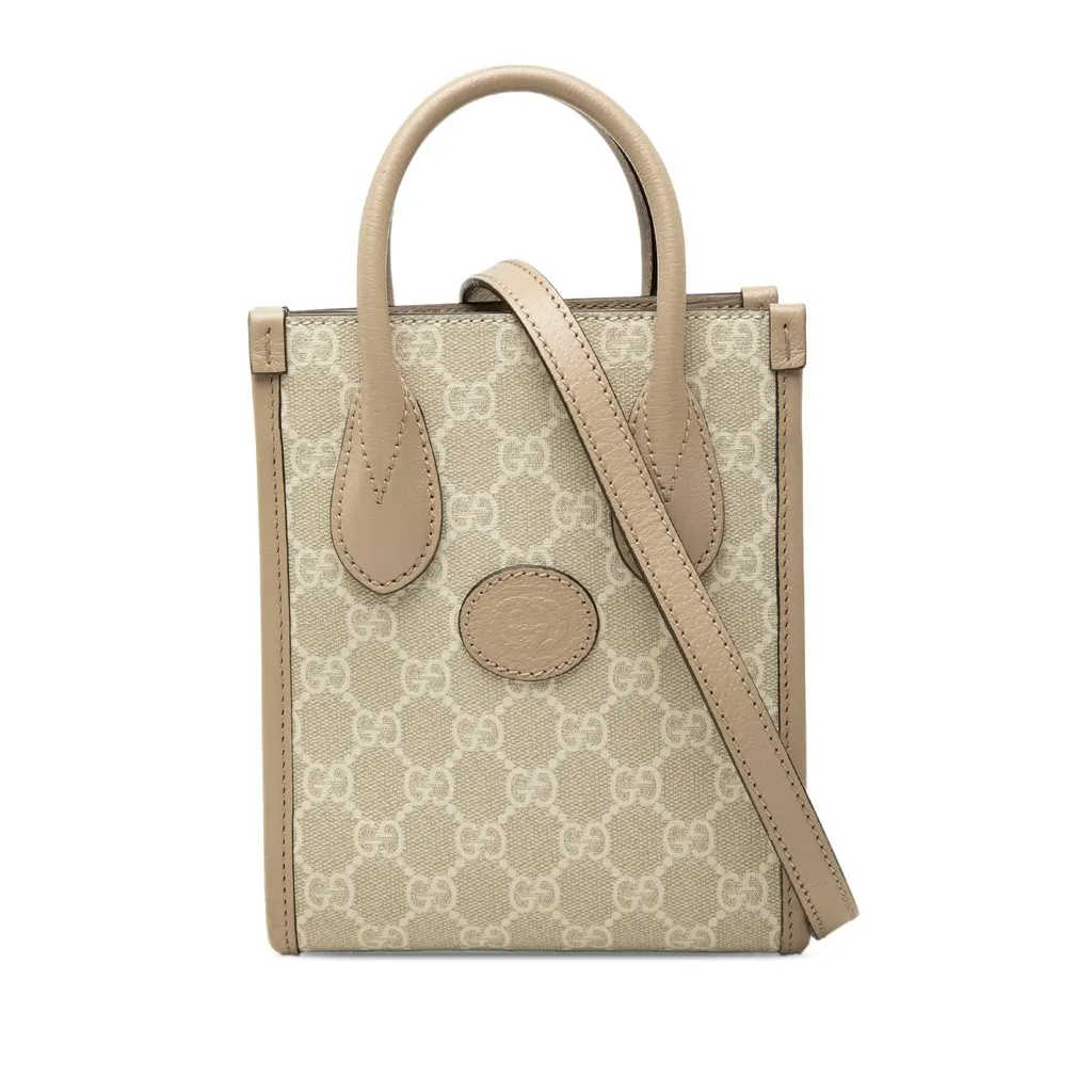 Gucci Mini GG Supreme Interlocking G Satchel Beige Very good - Front View