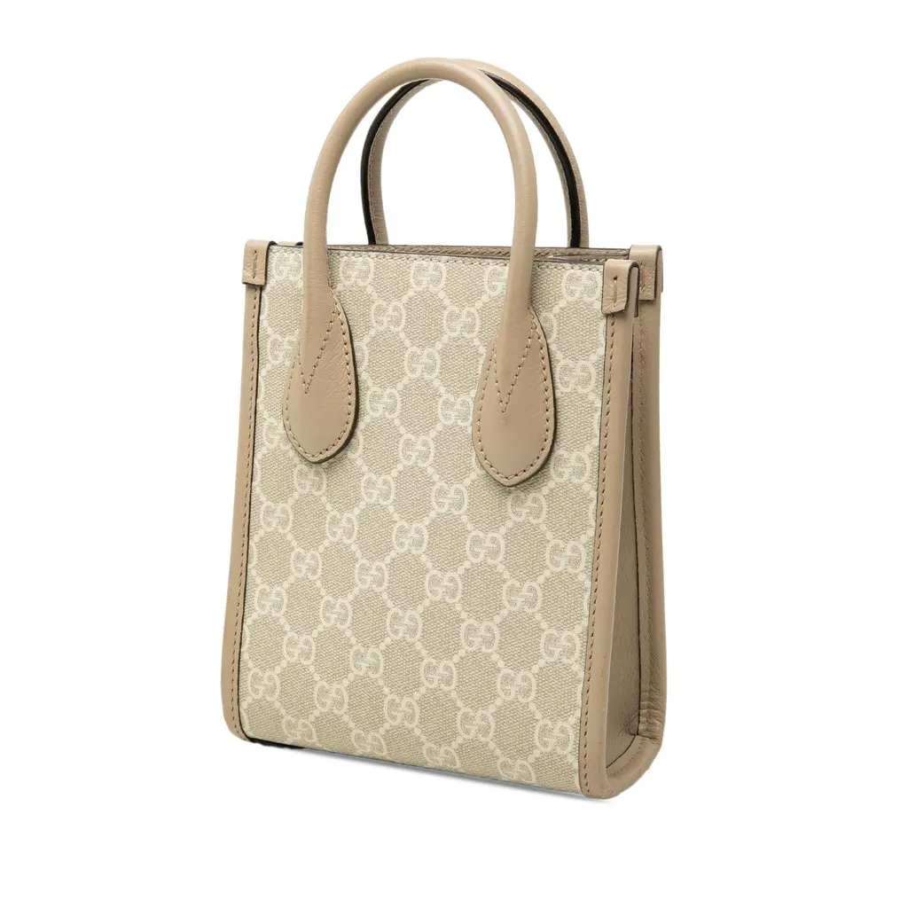 Gucci Mini GG Supreme Interlocking G Satchel Beige Very good - Back View