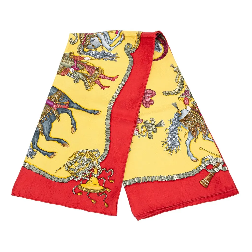 Hermès Les Fetes Du Roi Soleil Silk Scarf 90 Red Silk Very good - Front View