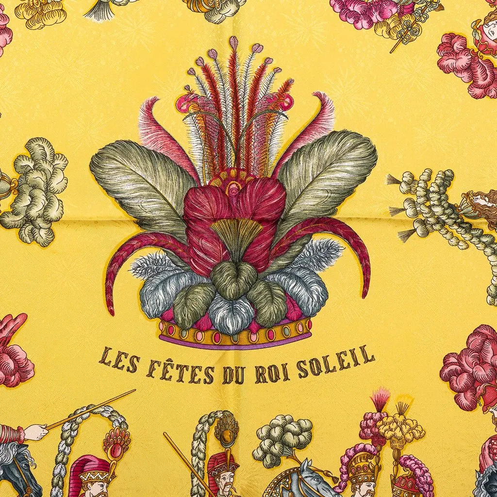 Hermès Les Fetes Du Roi Soleil Silk Scarf 90 Red Silk Very good - Inside View